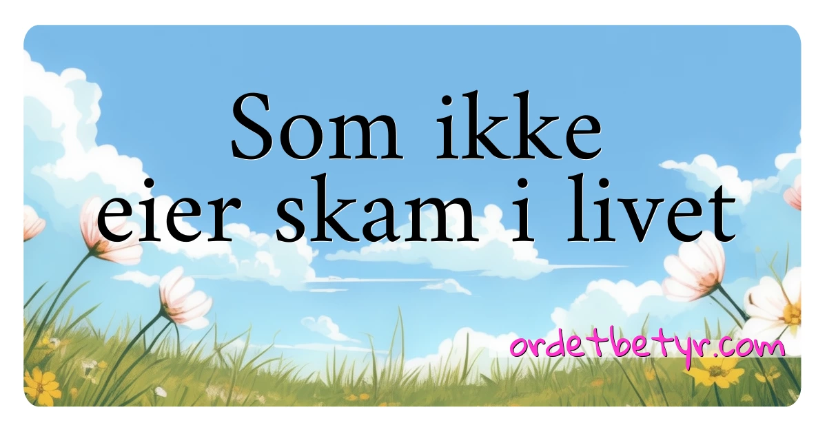 Som ikke eier skam i livet synonymer kryssord betyr forklaring og bruk