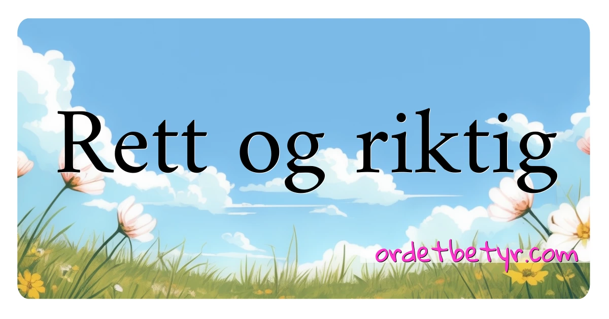 Rett og riktig synonymer kryssord betyr forklaring og bruk