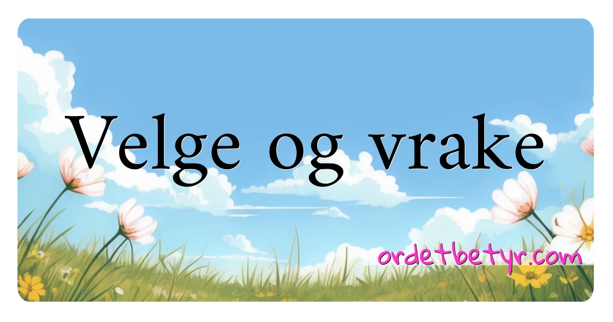 Velge og vrake synonymer kryssord betyr forklaring og bruk