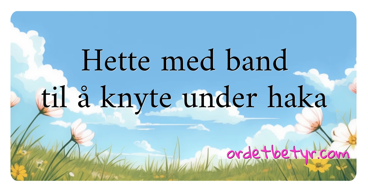 Hette med band til å knyte under haka synonymer kryssord betyr forklaring og bruk