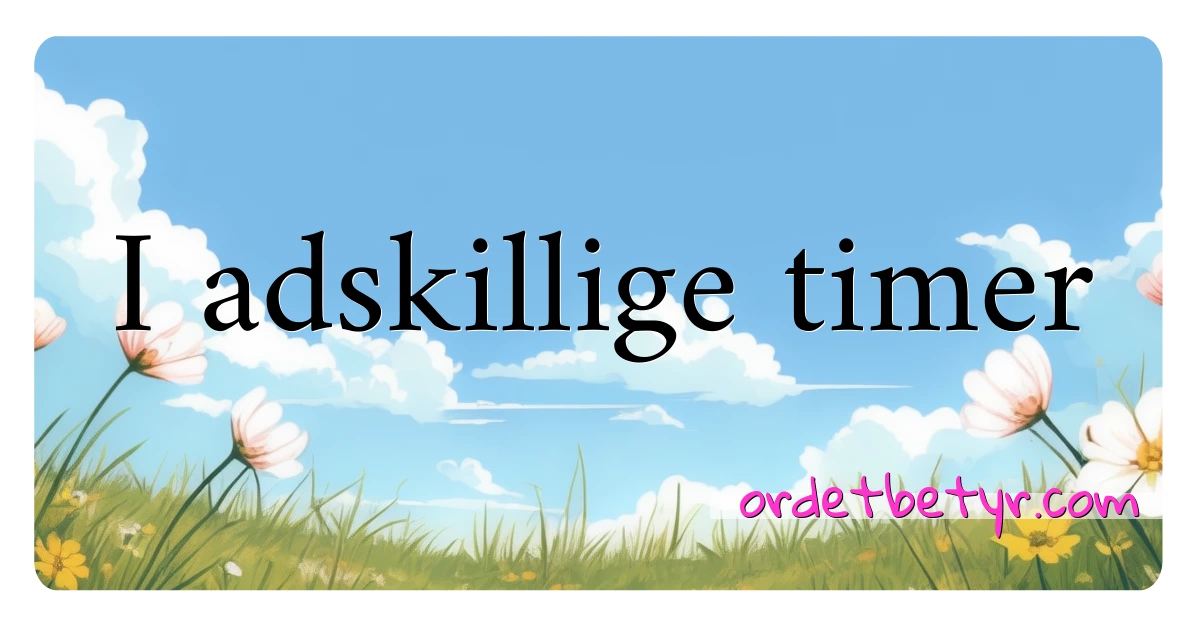 I adskillige timer synonymer kryssord betyr forklaring og bruk